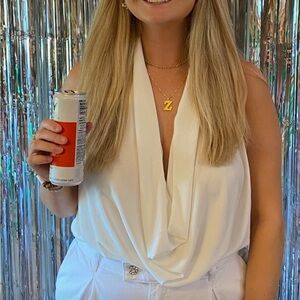 Zara White Draped Blouse